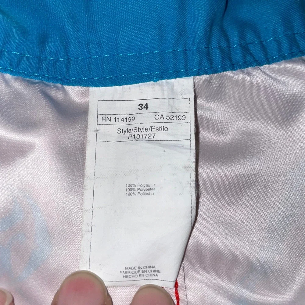 Quiksilver Mens Red Blue Logo Print Board Shorts Cargo Pocket Size 34